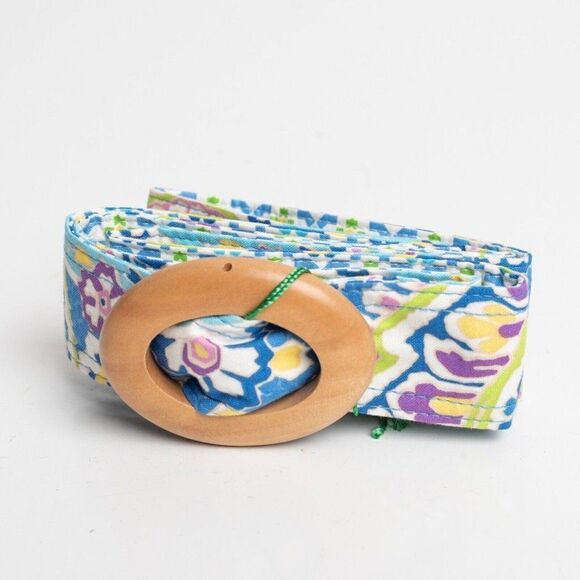Vera Bradley Womens Capri Blue Belt with Wooden Buckle Sz One size NWT - Picture 1 of 3